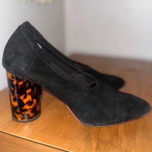 Loeffler Randall Elyn Black Suede Tortoise Resin Heel Pumps. 9.5